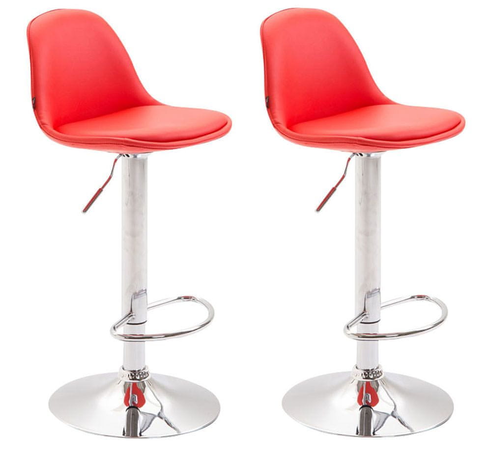 BHM Germany Barová stolička Kiel (SET 2 ks), syntetická koža, červená